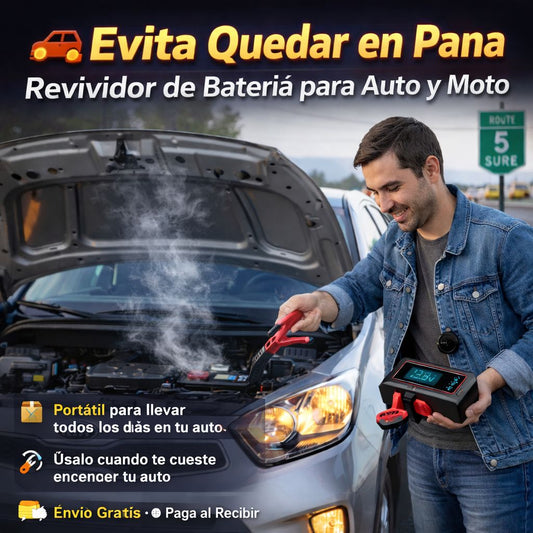CARGADOR REVIVIDOR DE BATERÍA PARA AUTO Y MOTO - EVITA QUEDAR EN PANA